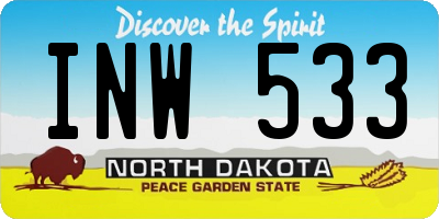 ND license plate INW533