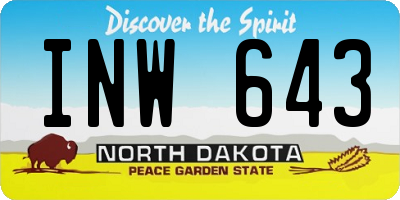 ND license plate INW643