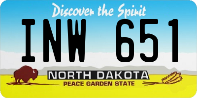 ND license plate INW651