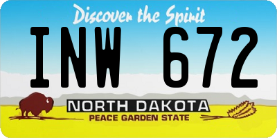 ND license plate INW672