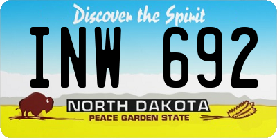 ND license plate INW692