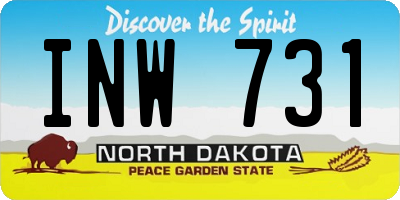 ND license plate INW731