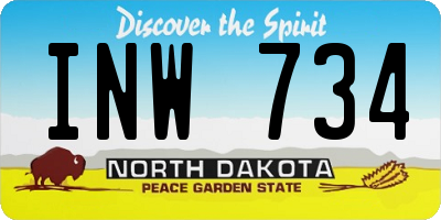 ND license plate INW734