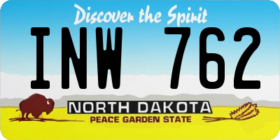 ND license plate INW762