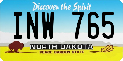 ND license plate INW765
