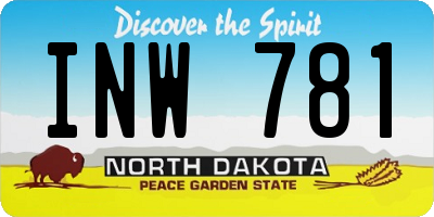 ND license plate INW781