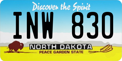 ND license plate INW830
