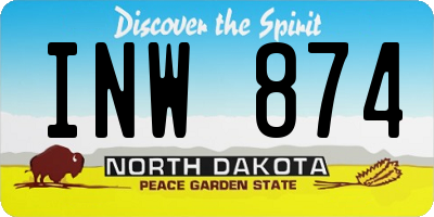 ND license plate INW874