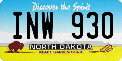 ND license plate INW930