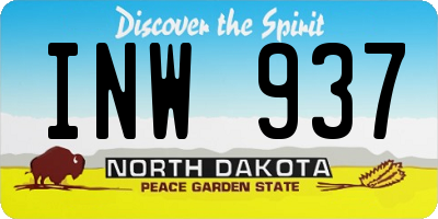 ND license plate INW937