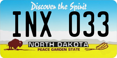 ND license plate INX033