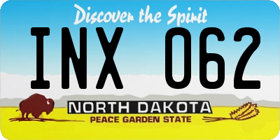 ND license plate INX062
