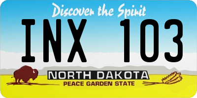 ND license plate INX103