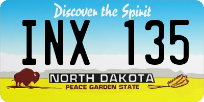 ND license plate INX135