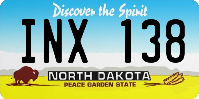 ND license plate INX138