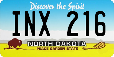 ND license plate INX216