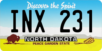 ND license plate INX231