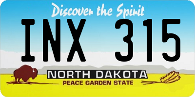 ND license plate INX315