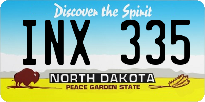 ND license plate INX335