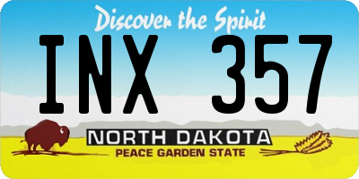 ND license plate INX357