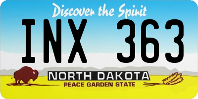 ND license plate INX363