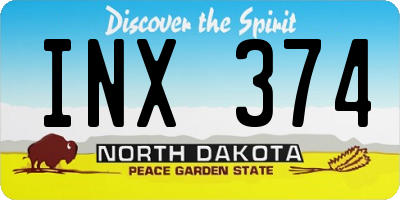 ND license plate INX374