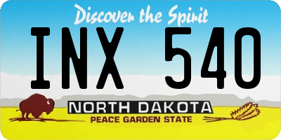 ND license plate INX540