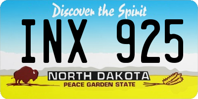 ND license plate INX925