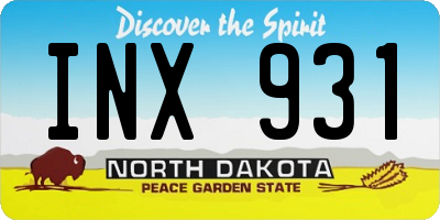 ND license plate INX931