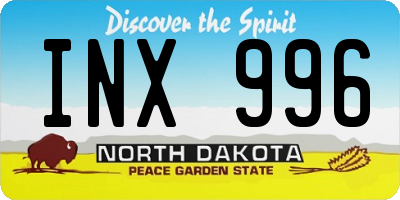 ND license plate INX996