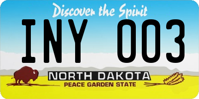 ND license plate INY003