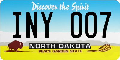 ND license plate INY007