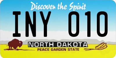 ND license plate INY010