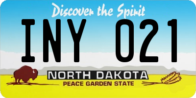 ND license plate INY021