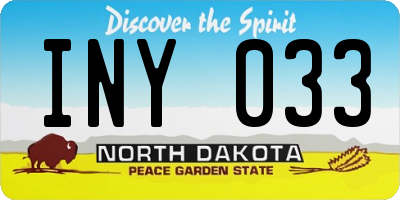 ND license plate INY033