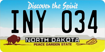 ND license plate INY034