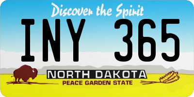 ND license plate INY365