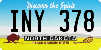 ND license plate INY378