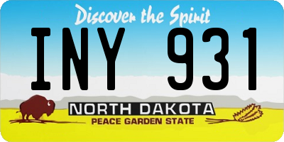 ND license plate INY931