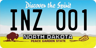 ND license plate INZ001
