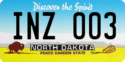 ND license plate INZ003