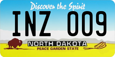 ND license plate INZ009
