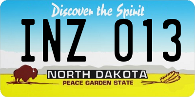 ND license plate INZ013
