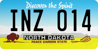 ND license plate INZ014
