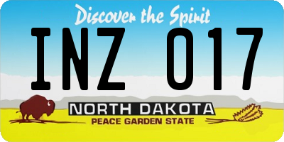 ND license plate INZ017