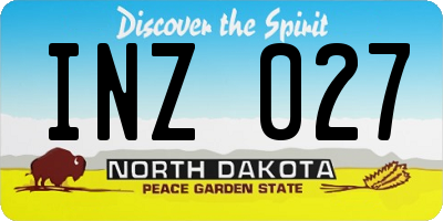 ND license plate INZ027