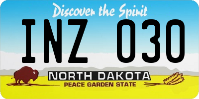 ND license plate INZ030