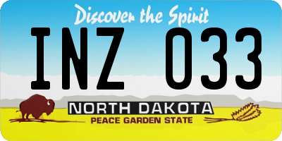 ND license plate INZ033