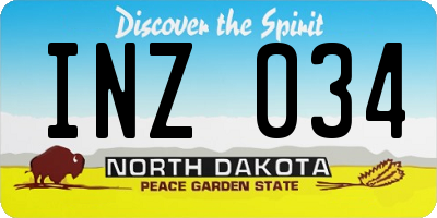 ND license plate INZ034