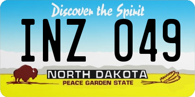 ND license plate INZ049